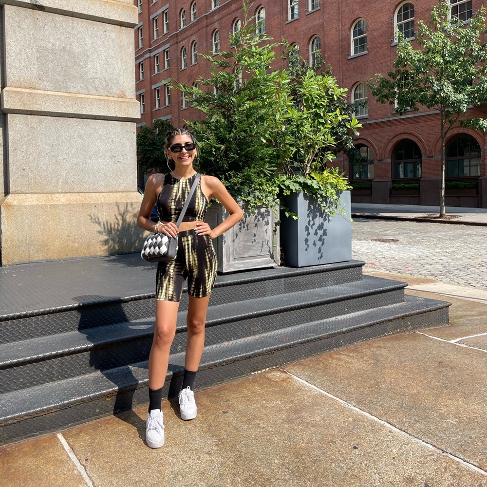 Stylish Black and Green Women's Shorts Matrix Looking